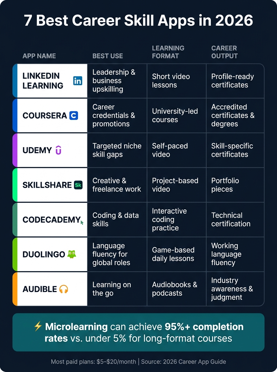 7 Best Career Skill Apps in 2026: Side-by-Side Comparison