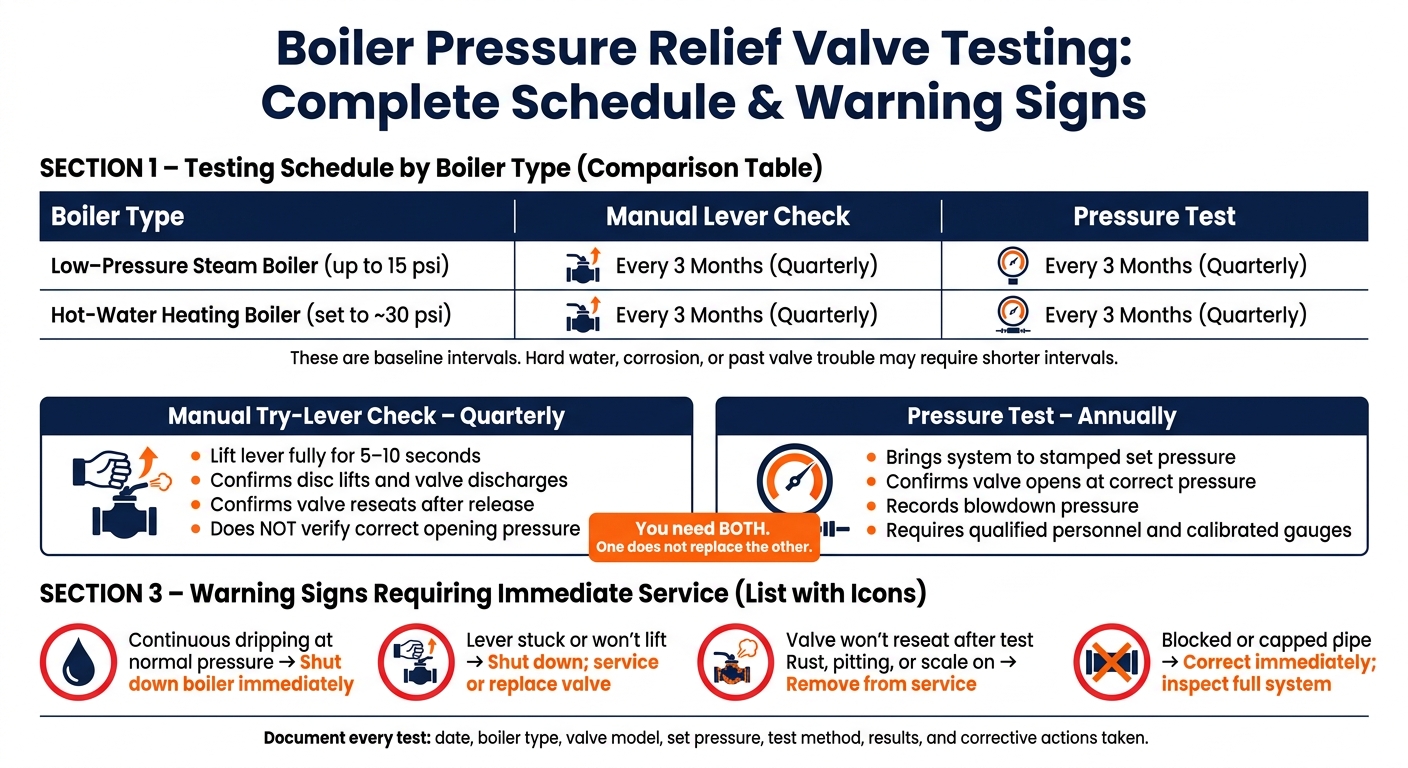 Boiler Pressure Relief Valve Testing Schedule & Warning Signs