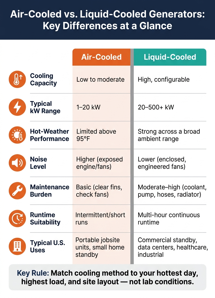 Air-Cooled vs. Liquid-Cooled Generators: Key Differences at a Glance