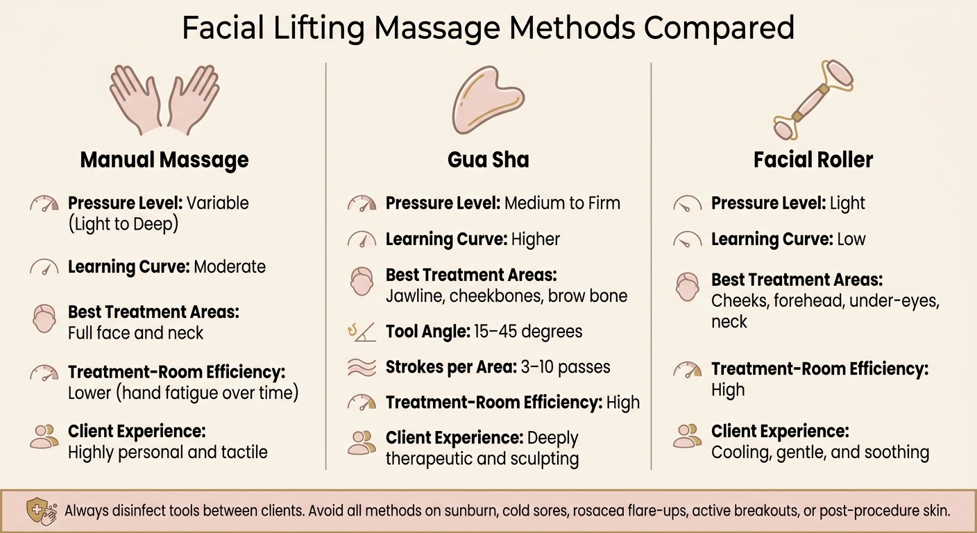 Facial Lifting Massage Methods Compared: Manual vs. Gua Sha vs. Facial Roller