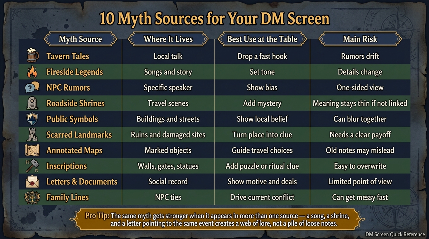 10 Myth Sources for DM Screen Notes: Quick Reference Guide