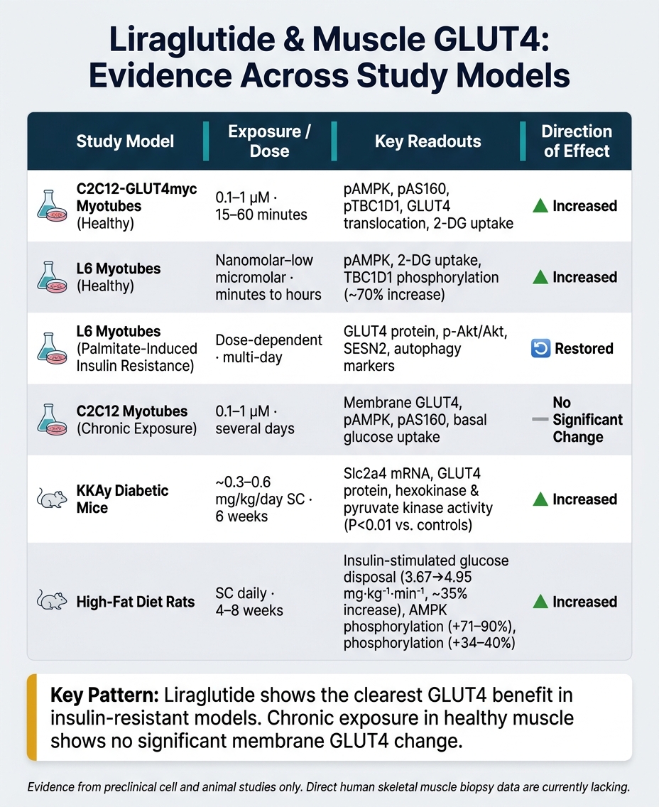 Liraglutide & Muscle GLUT4: Preclinical Evidence Across Study Models