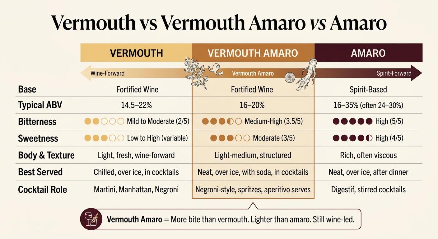 Vermouth vs Vermouth Amaro vs Amaro: Full Comparison Guide