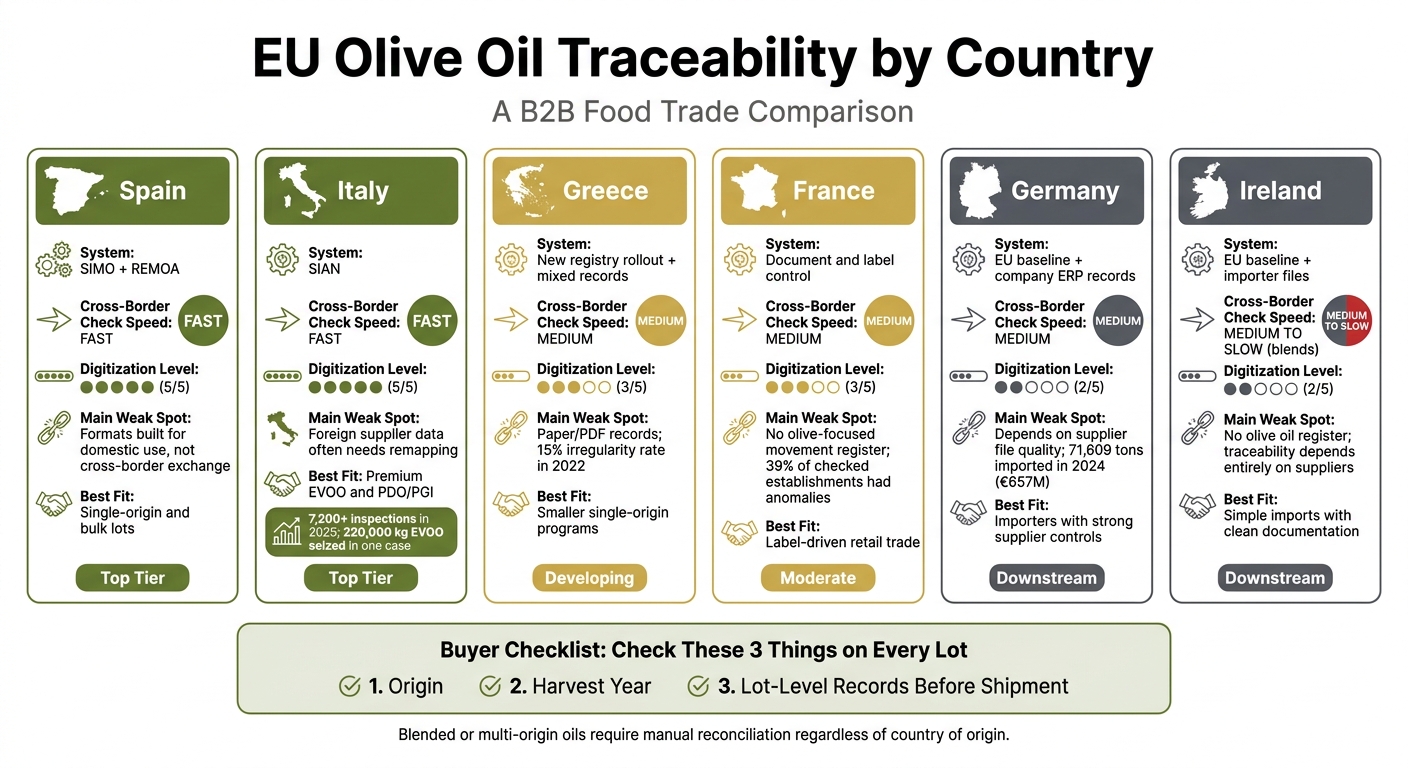 EU Olive Oil Traceability by Country: Speed, Strength & Weak Spots