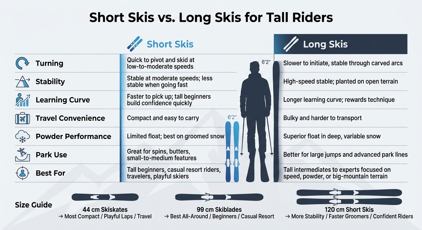 Short Skis vs Long Skis for Tall Riders: Which Should You Choose?
