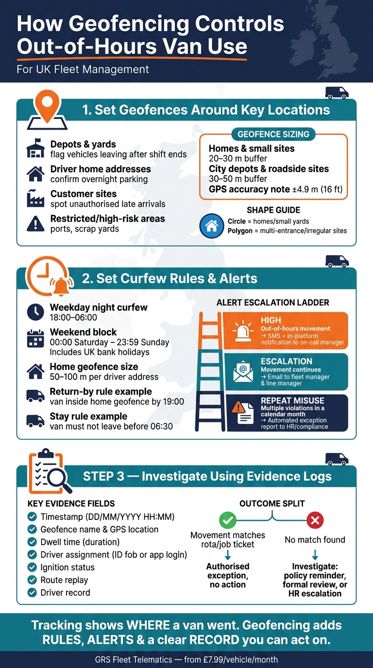 How Geofencing Controls Out-of-Hours Van Use: 3-Step Process