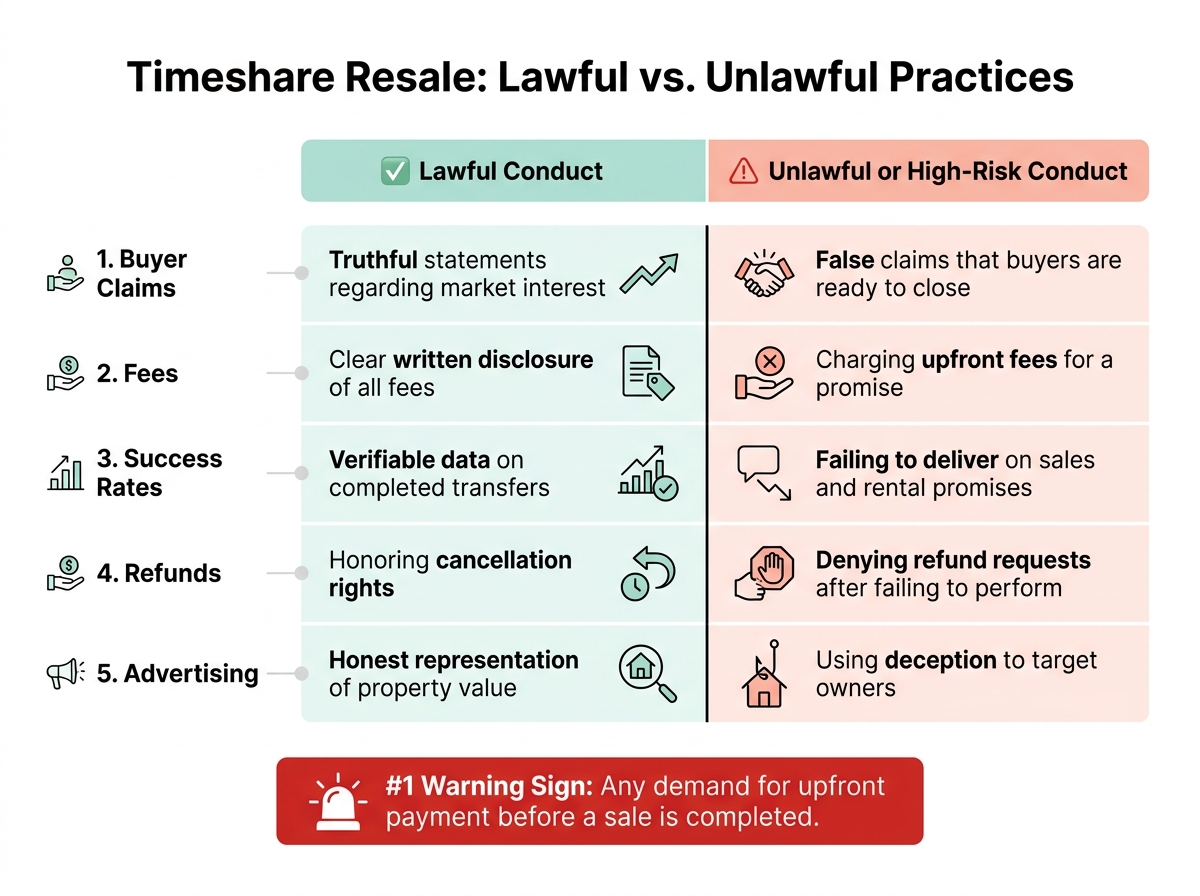 Timeshare Resale Scams: Lawful vs. Unlawful Practices at a Glance