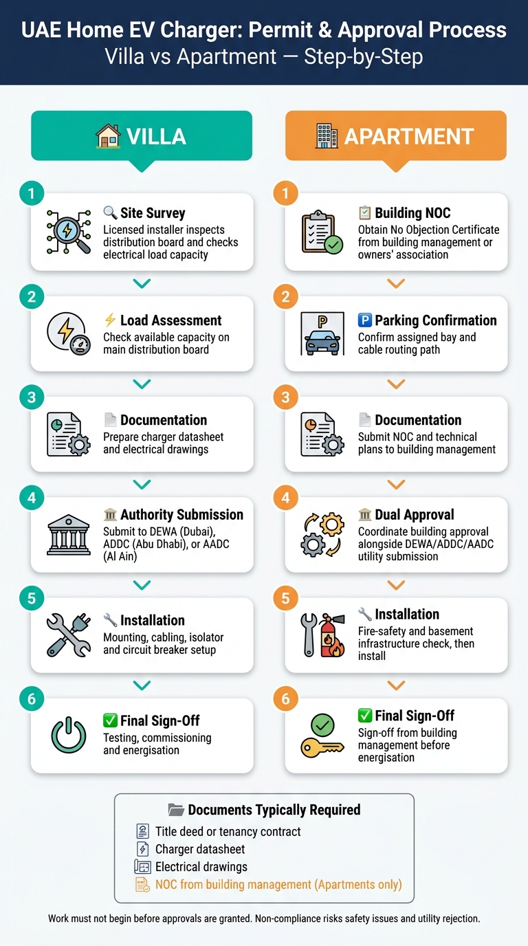 UAE Home EV Charger Installation: Approval Steps for Villas vs Apartments