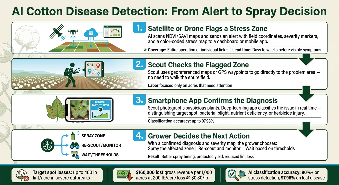 AI Cotton Disease Detection: From Alert to Spray Decision