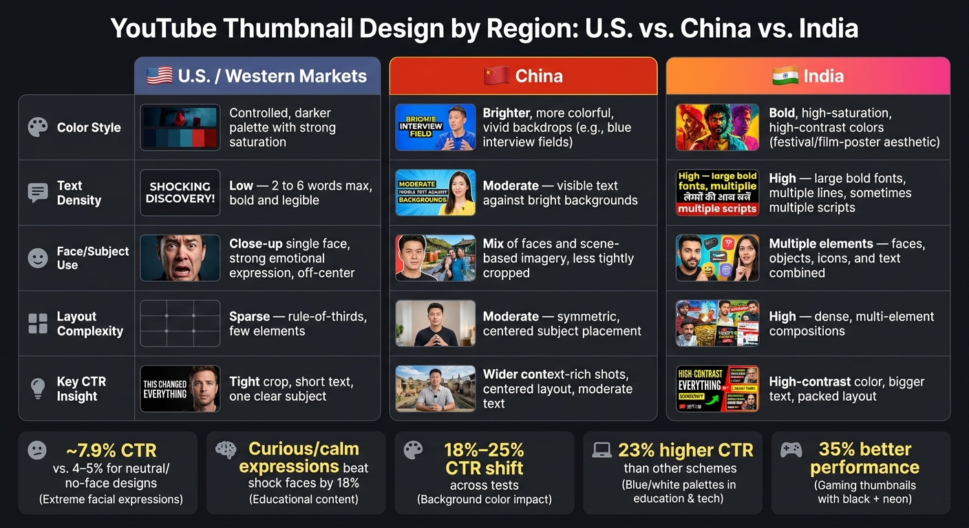 YouTube Thumbnail Design by Region: U.S. vs. China vs. India