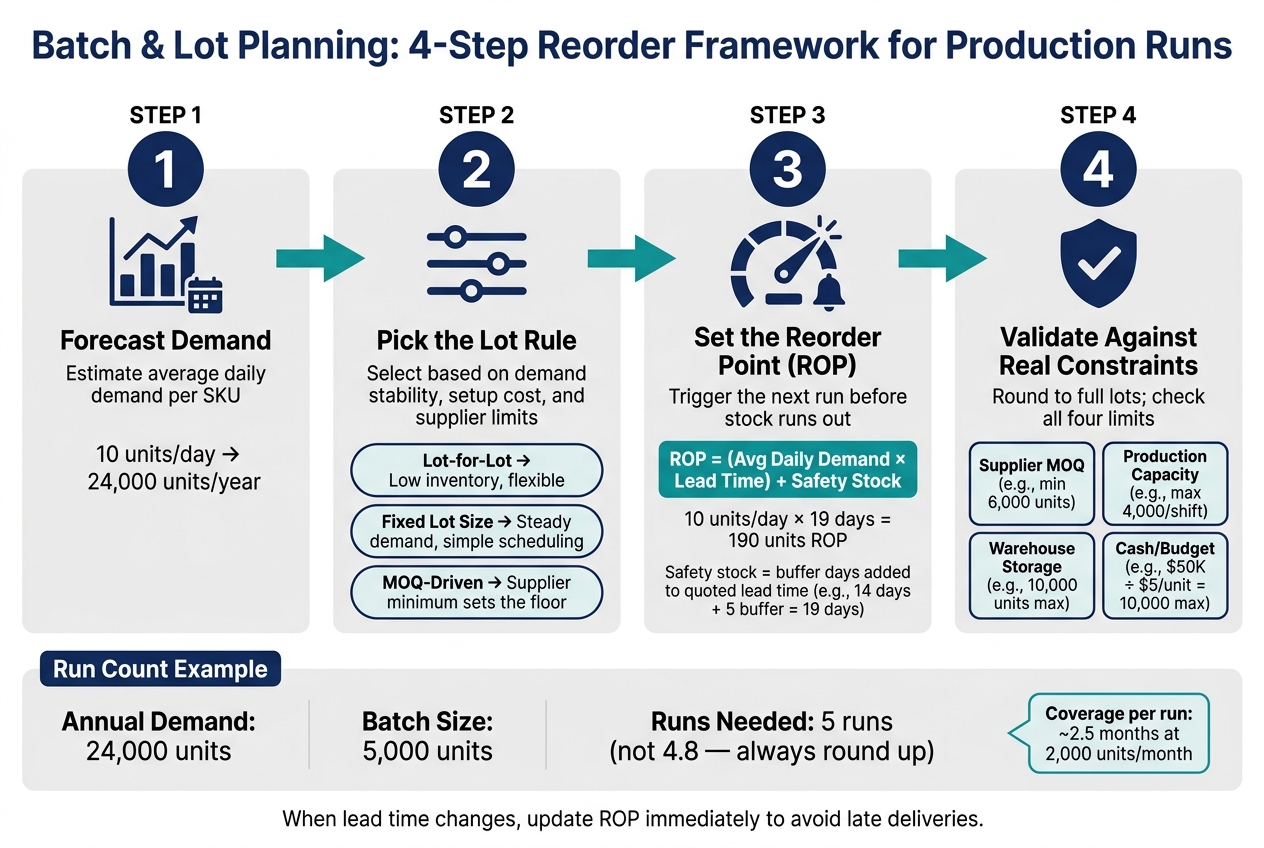 Batch & Lot Planning: 4-Step Reorder Framework for Production Runs