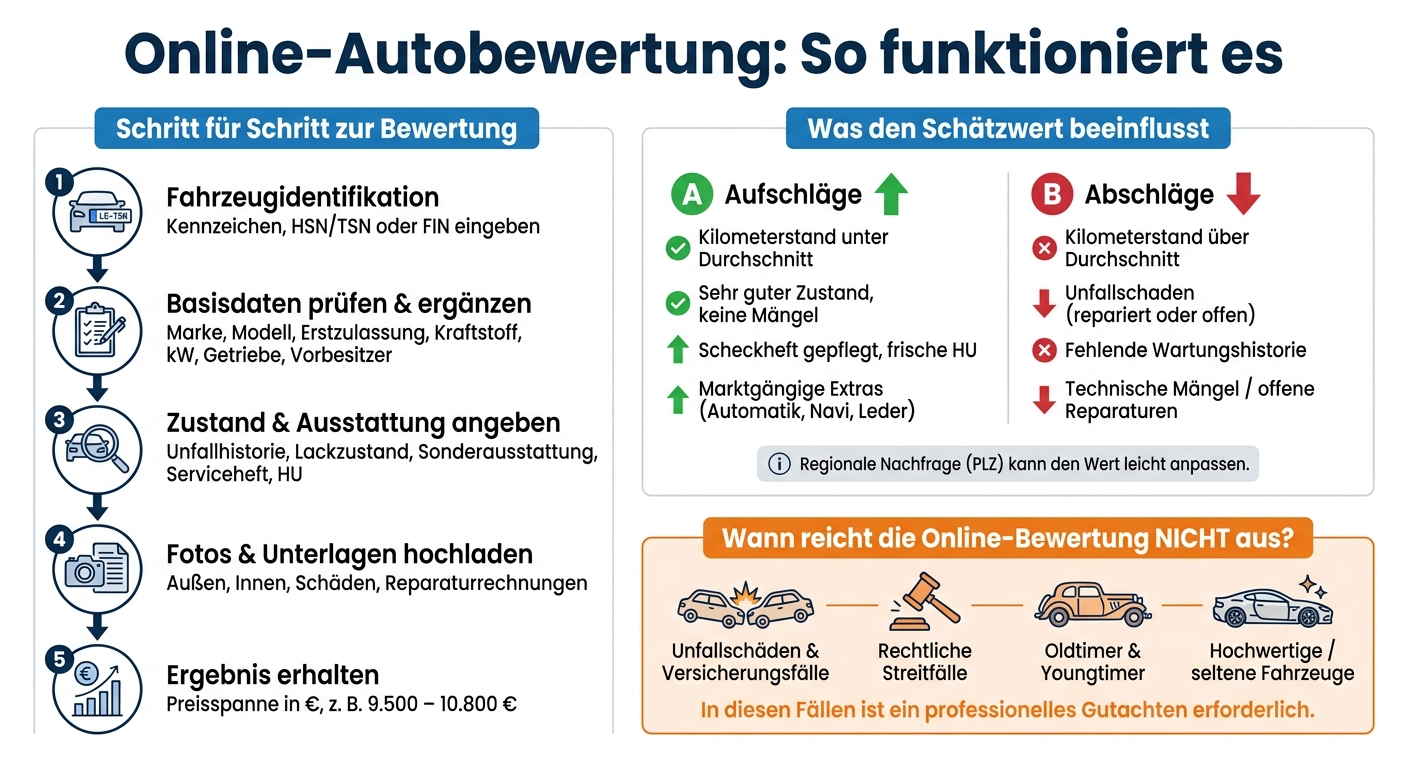 Online-Autobewertung: Ablauf & Einflussfaktoren auf einen Blick