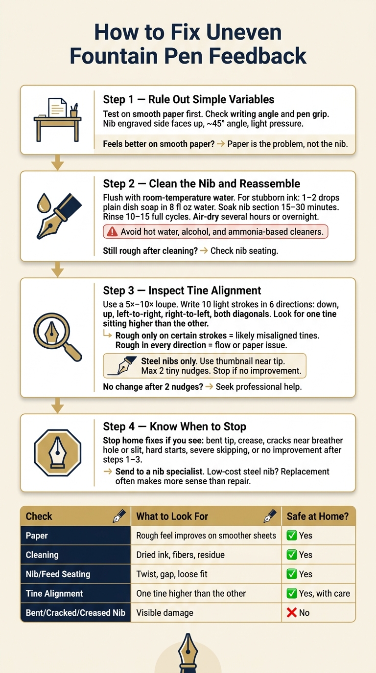How to Fix Uneven Fountain Pen Feedback: 4-Step Troubleshooting Guide