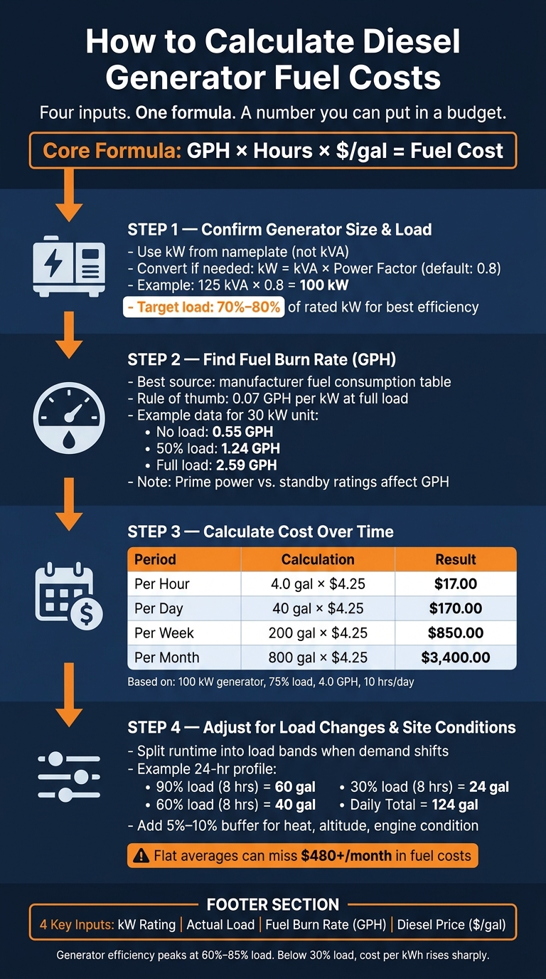 How to Calculate Diesel Generator Fuel Costs: 4-Step Formula