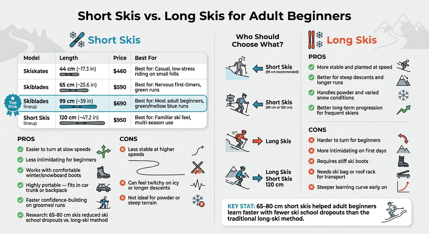 Short Skis vs. Long Skis: Which Is Best for Adult Beginners?