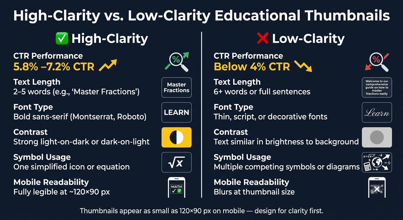 High-Clarity vs. Low-Clarity Educational Thumbnails: CTR & Design Comparison