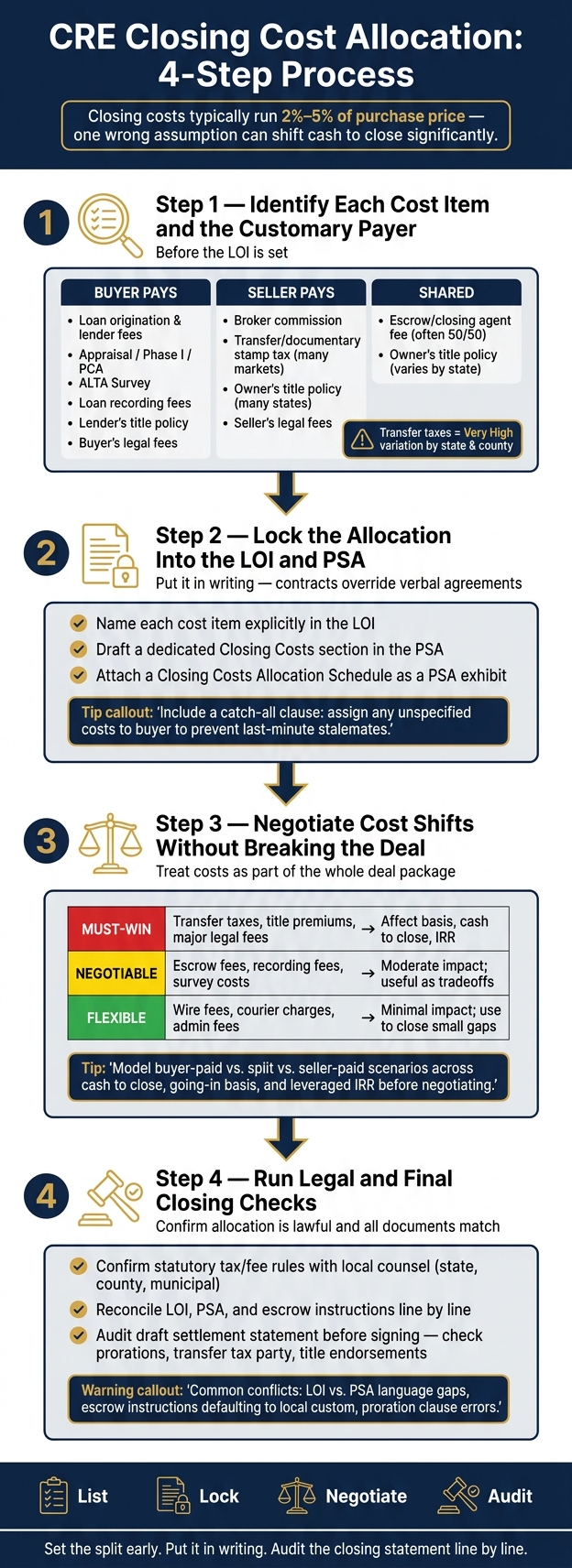 CRE Closing Cost Allocation: 4-Step Process Guide