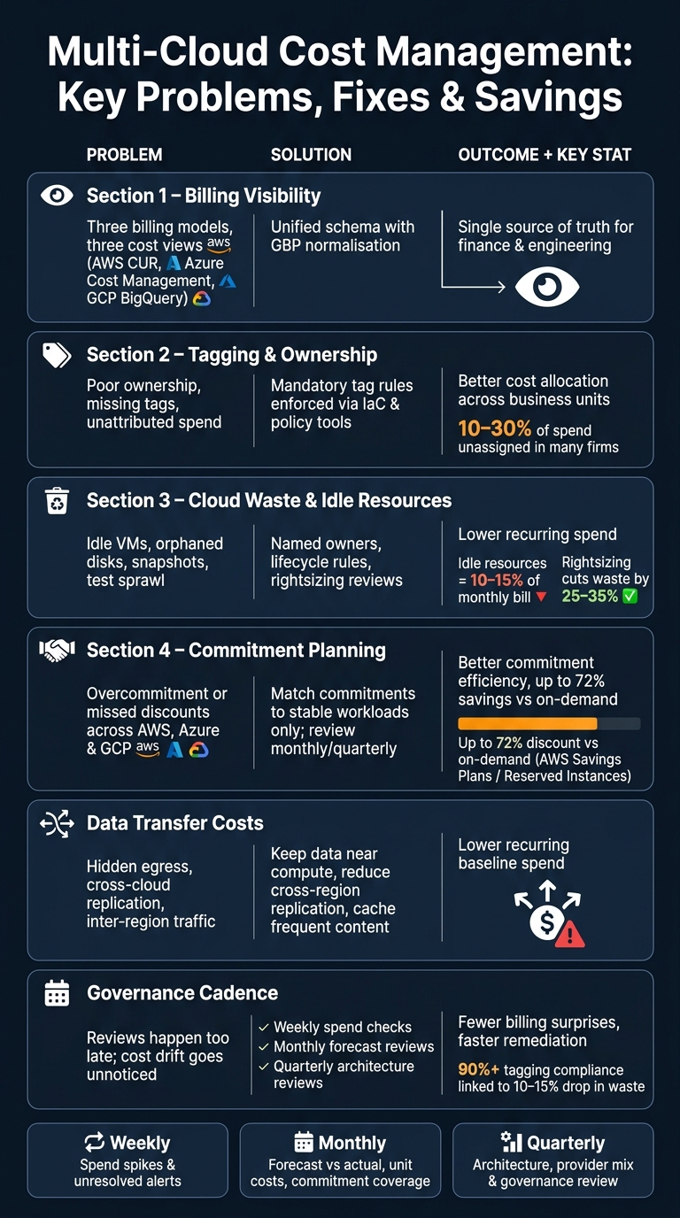 Multi-Cloud Cost Management: Key Problems, Fixes &amp; Savings by Area