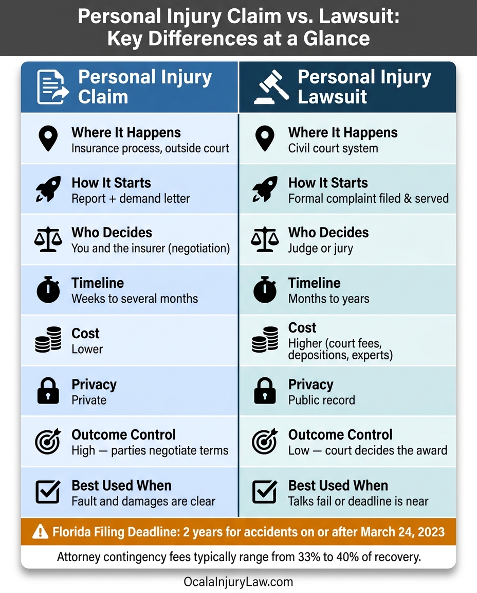 Personal Injury Claim vs. Lawsuit: Key Differences at a Glance