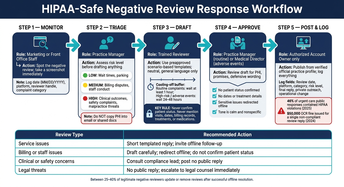 HIPAA-Safe Negative Review Response Workflow for Medical Practices