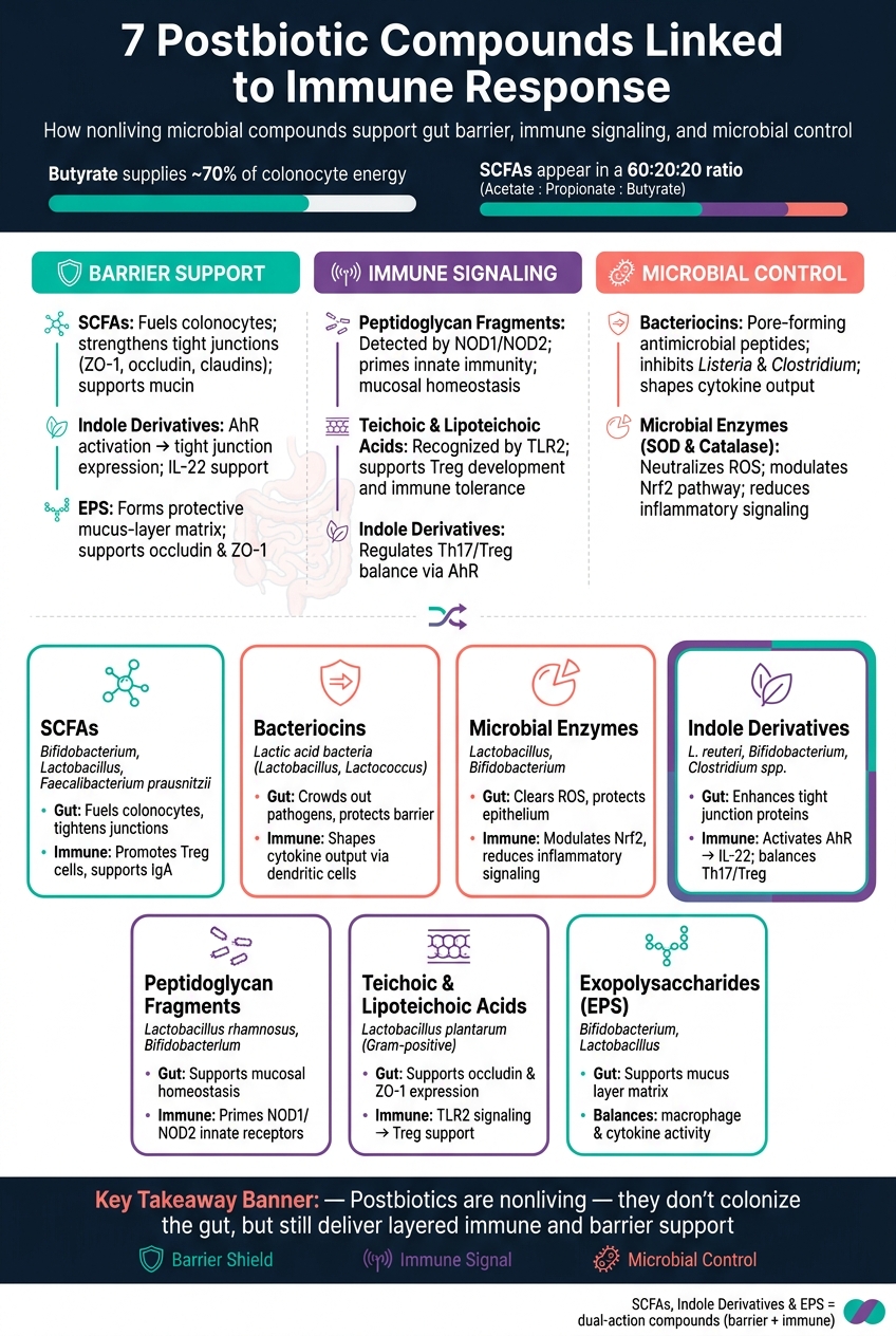 7 Postbiotic Compounds: Gut & Immune Roles at a Glance