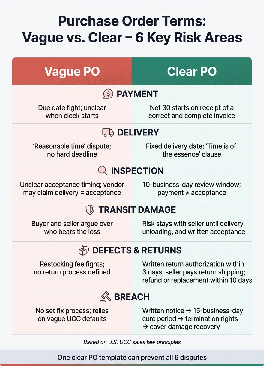 Purchase Order Terms: Vague vs. Clear – Key Risk Areas Compared