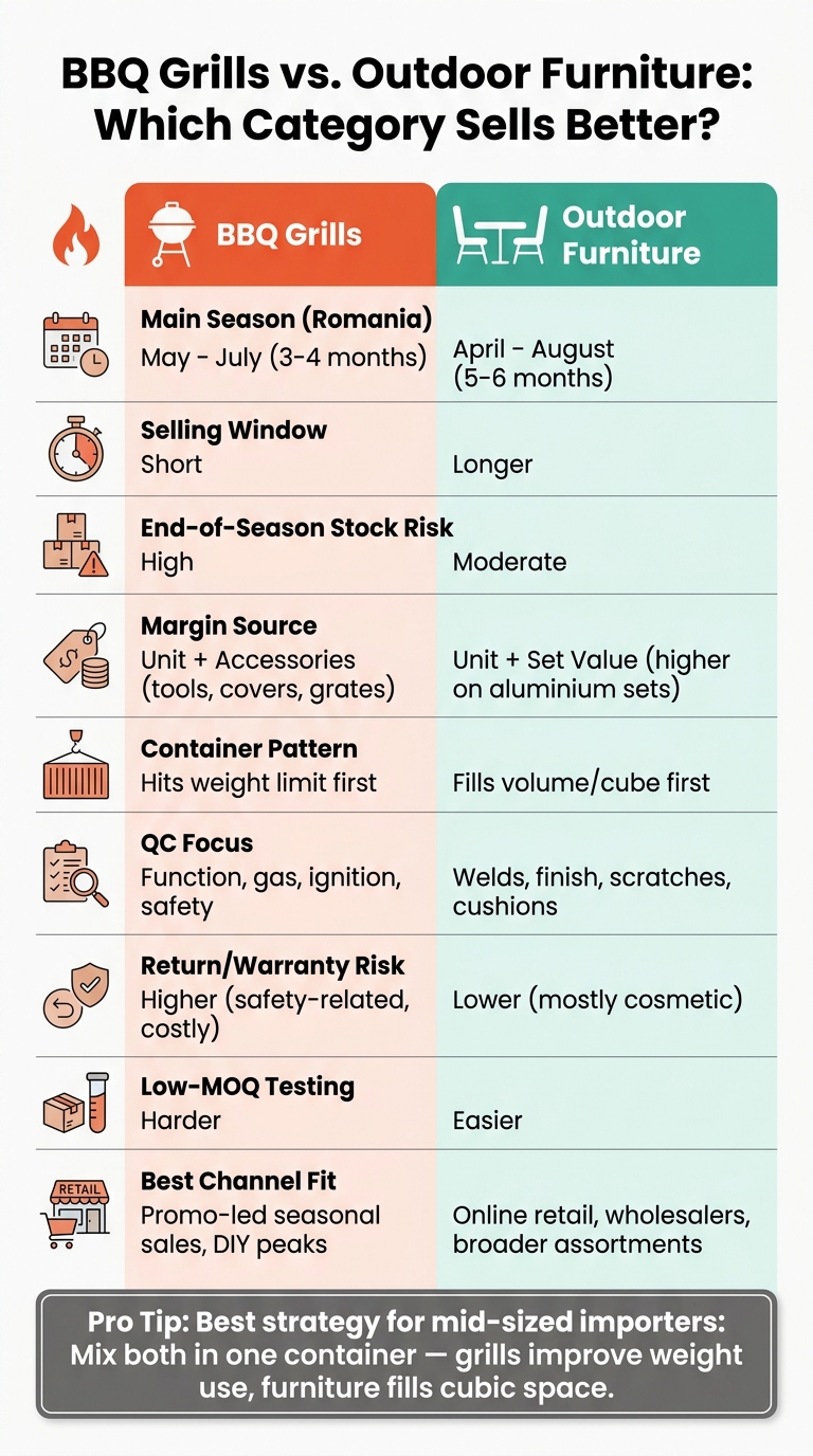 BBQ Grills vs. Outdoor Furniture: Key Differences for Importers