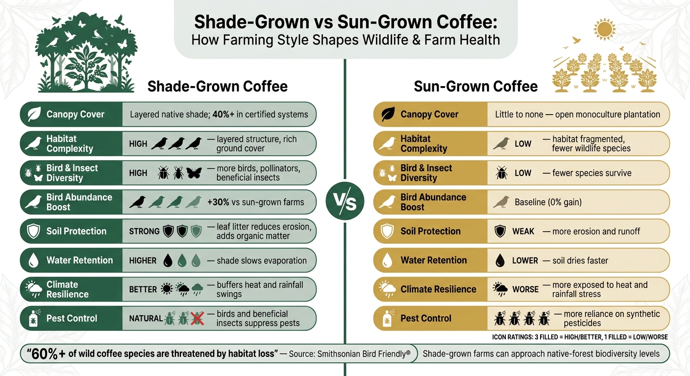 Shade-Grown vs Sun-Grown Coffee: Wildlife & Farm Impact Compared