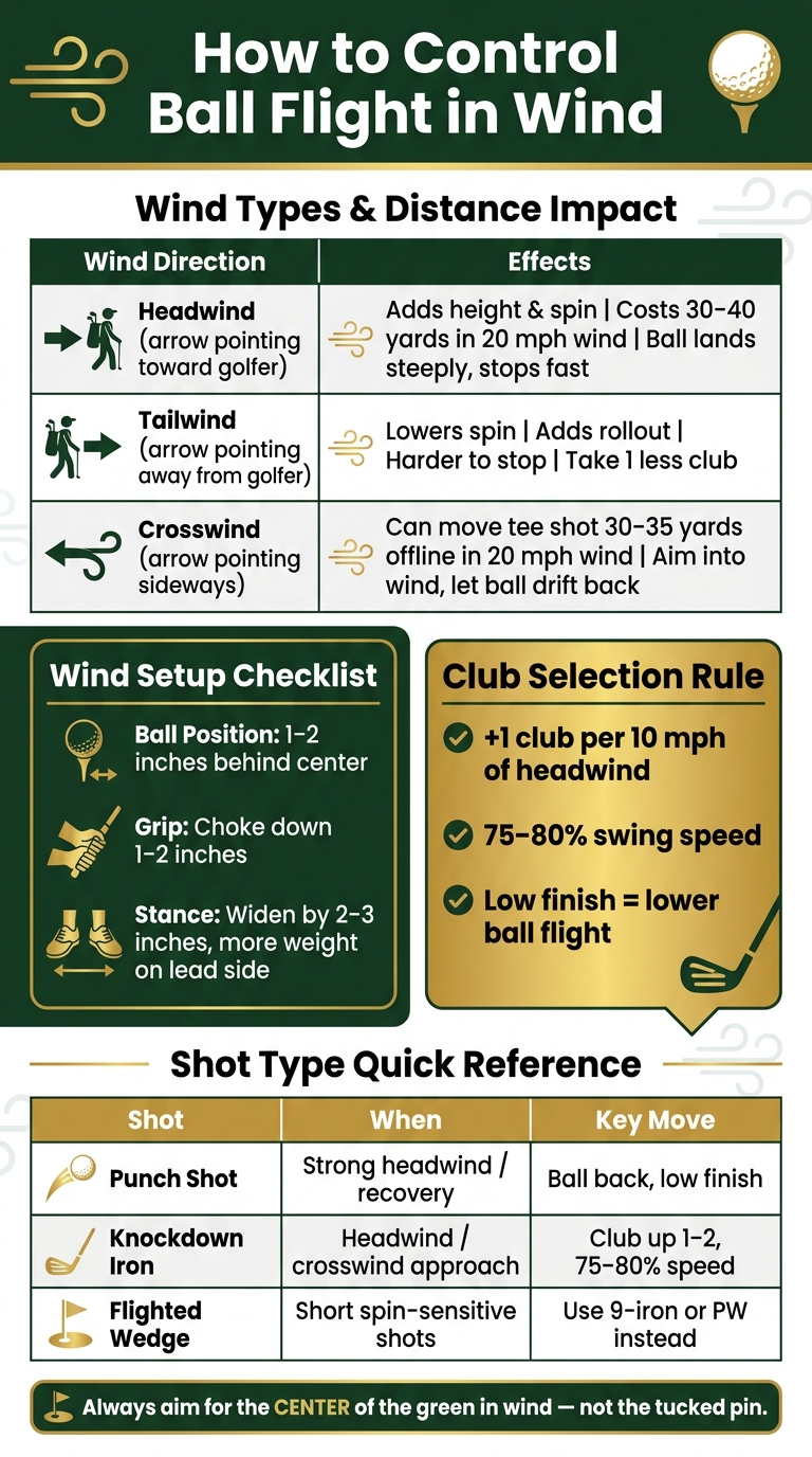 Golf Wind Strategy Cheat Sheet: Setup, Club & Shot Selection
