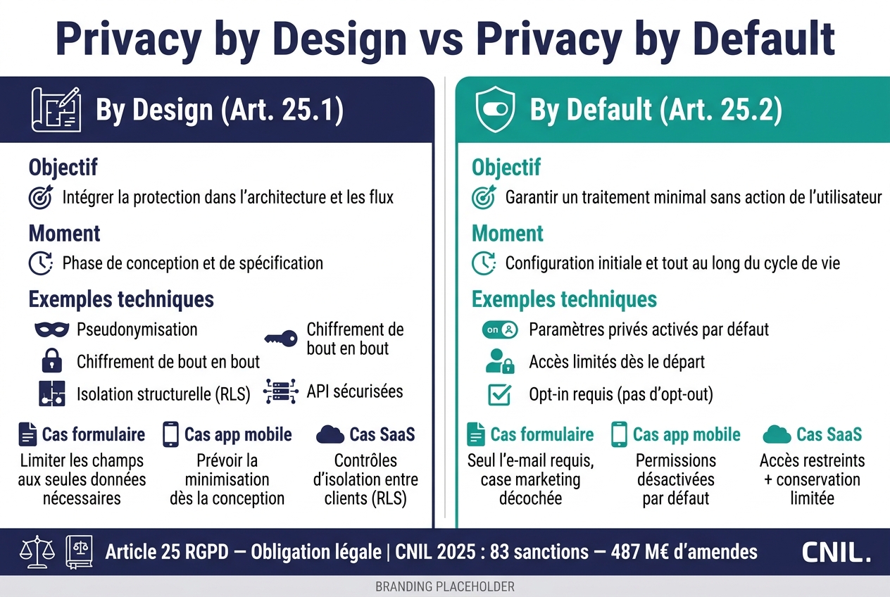 Privacy by Design vs Privacy by Default : différences clés (RGPD Art. 25)