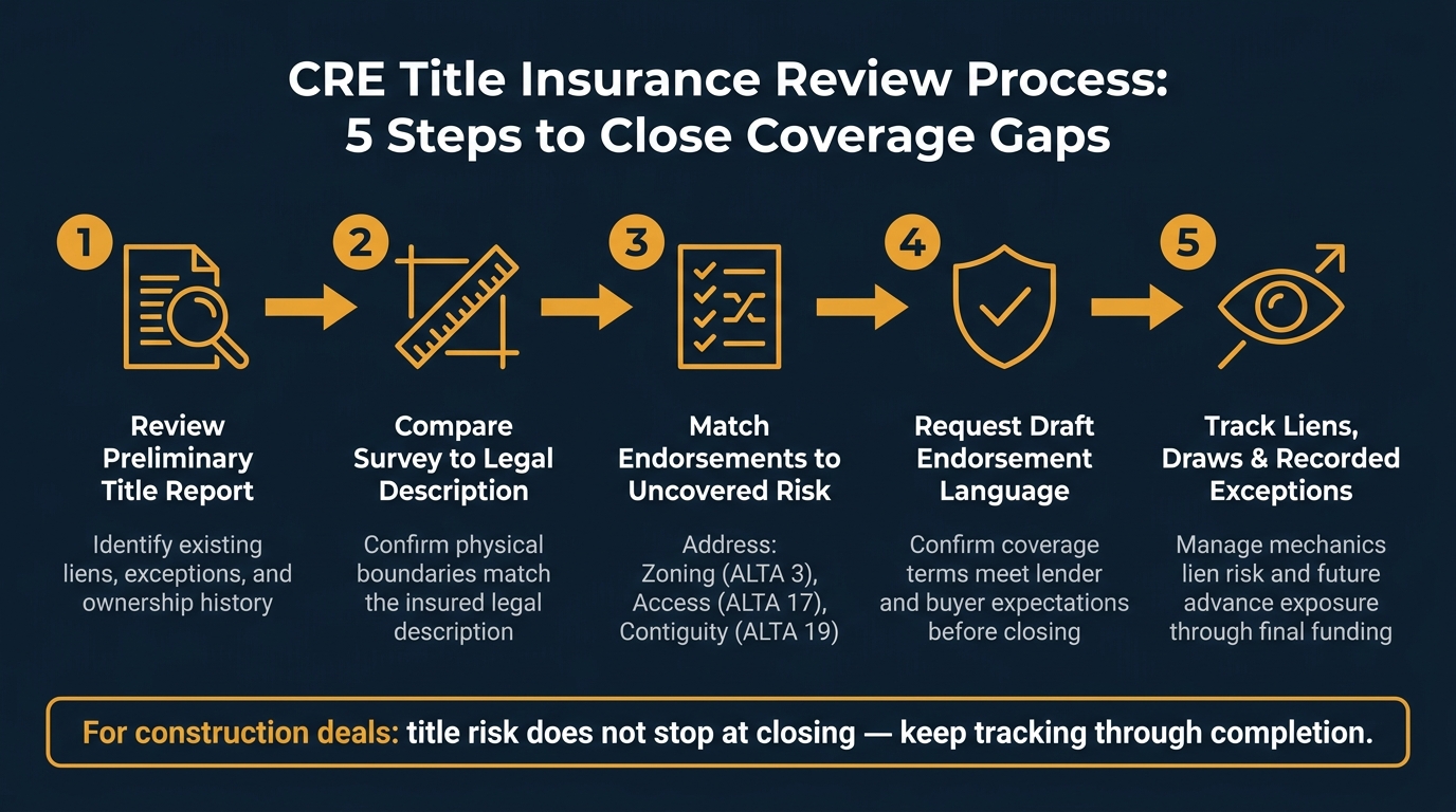 CRE Title Insurance Review Process: 5 Steps to Close Coverage Gaps