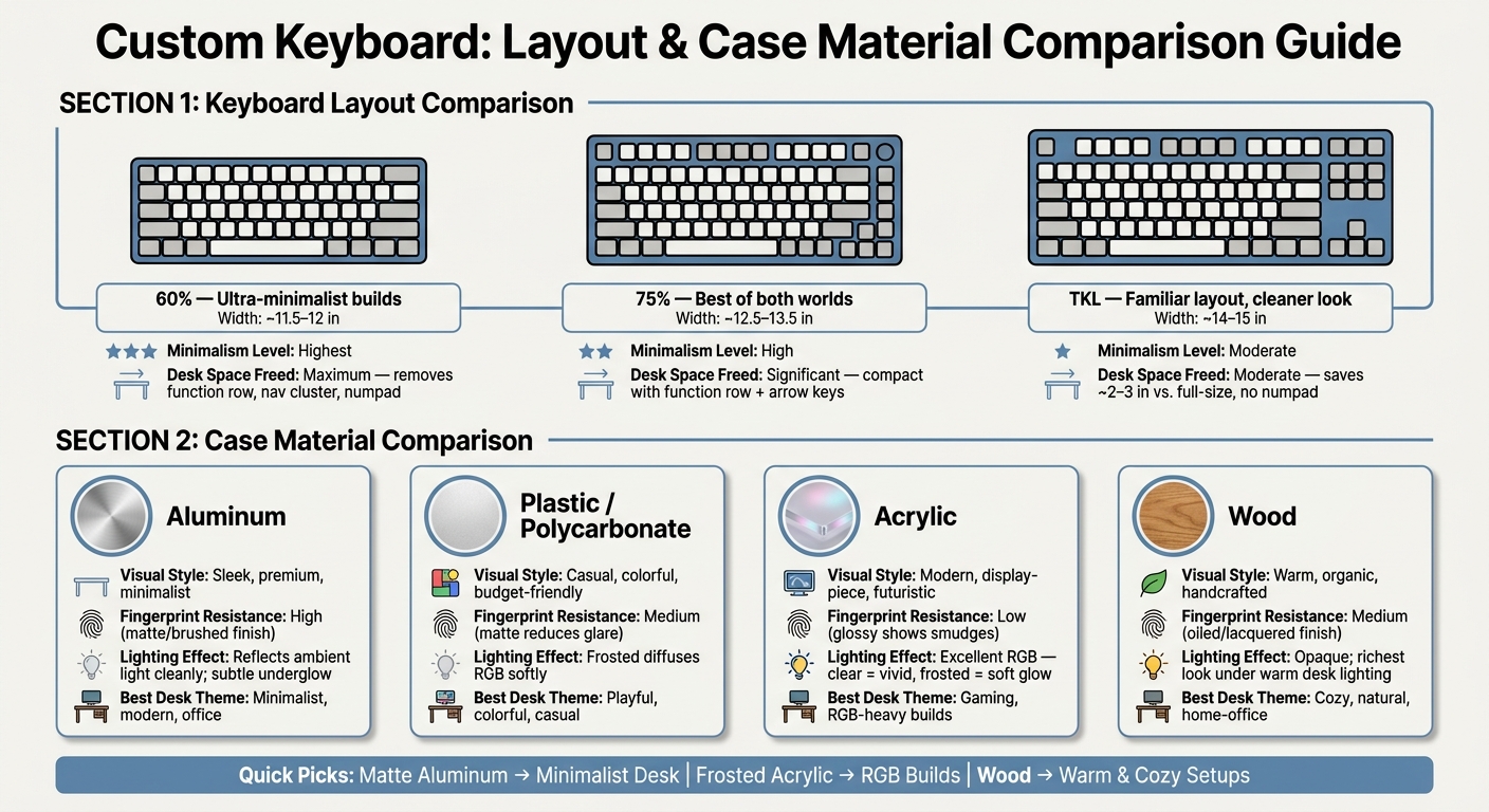 Custom Keyboard Layouts & Case Materials: Desk Aesthetics Comparison Guide