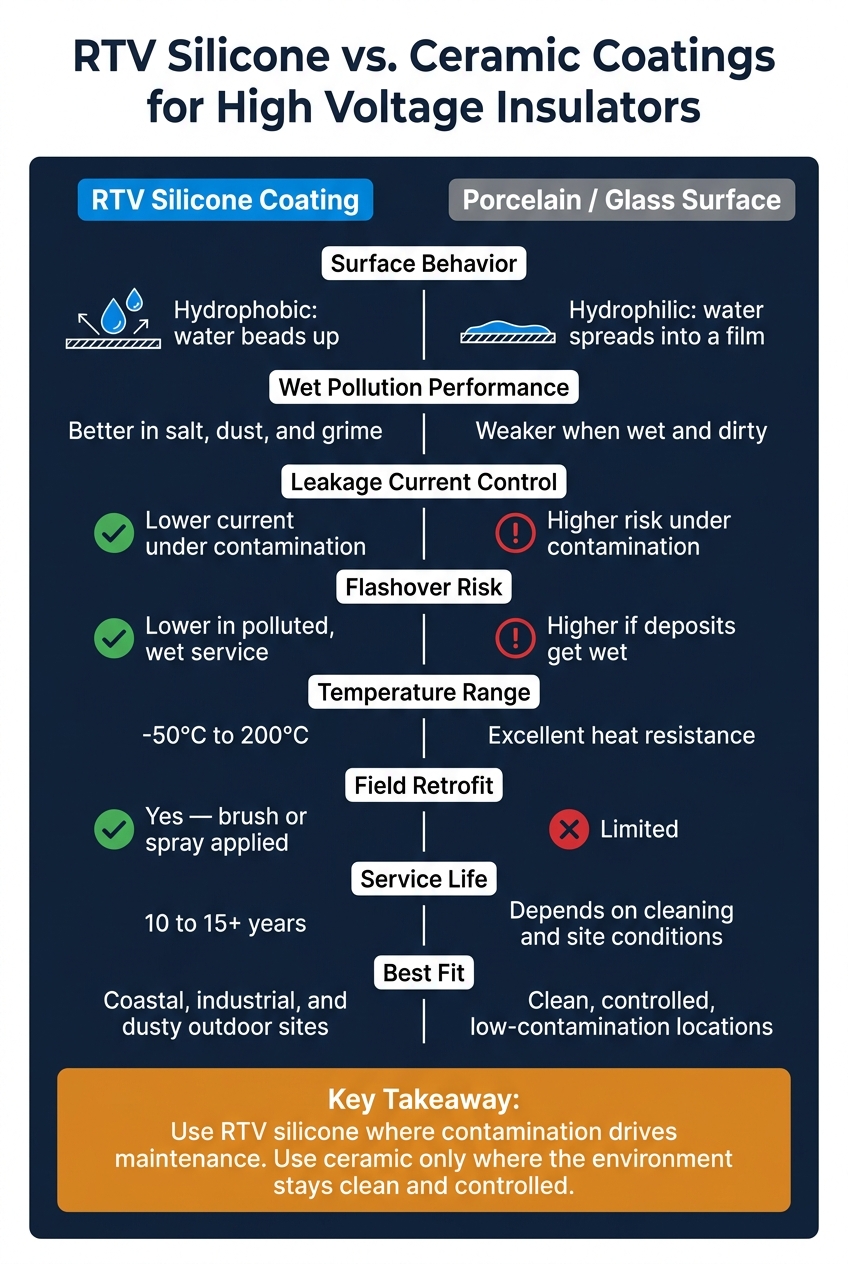 RTV Silicone vs. Ceramic Coatings: Side-by-Side Comparison for High Voltage Insulators