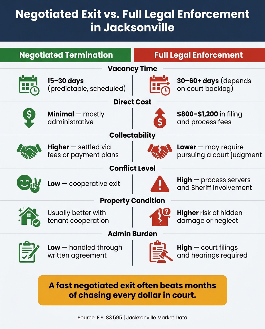 Florida Lease Termination Remedies: Negotiated Exit vs. Full Legal Enforcement