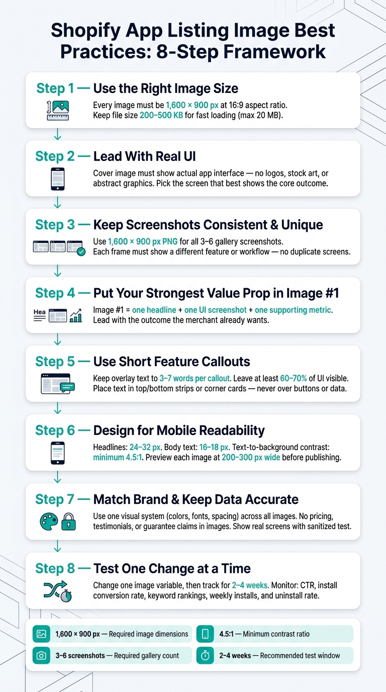 Shopify App Listing Image Optimization: 8-Step Visual Framework