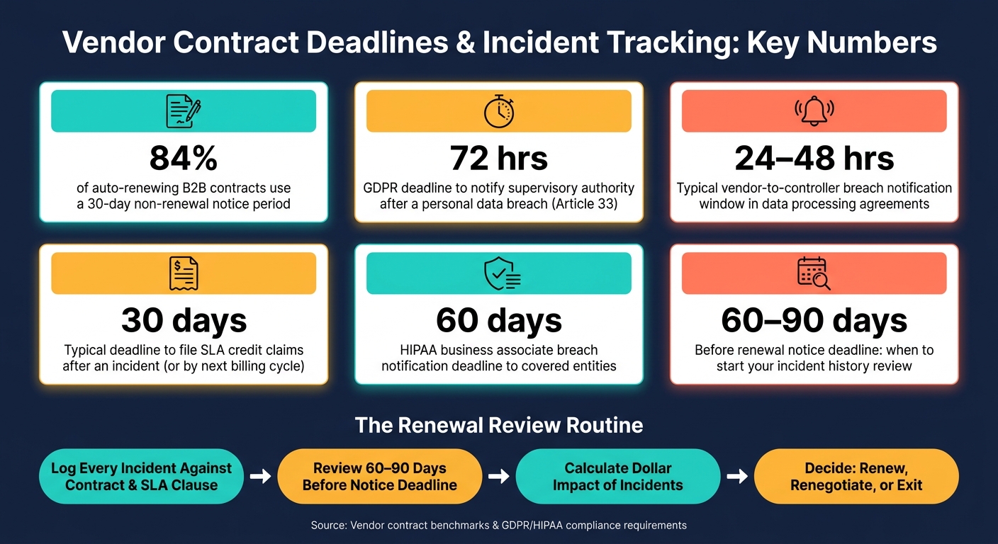 Vendor Contract Deadlines & Incident Tracking: Key Numbers