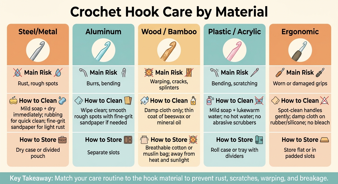 Crochet Hook Care by Material: Cleaning & Storage Guide