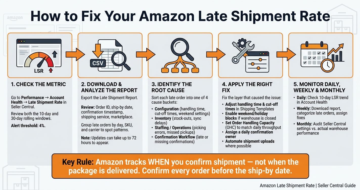 How to Fix Amazon Late Shipment Rate: 5-Step Process