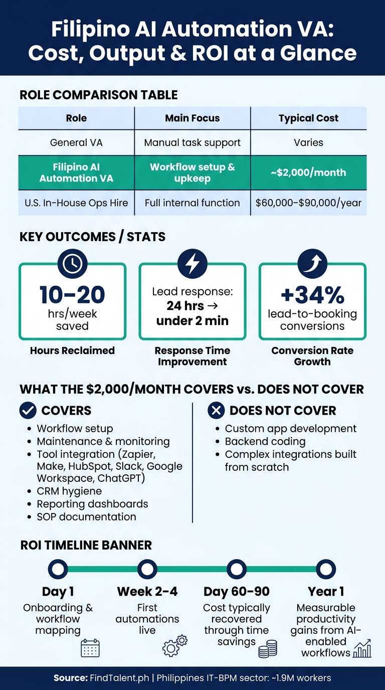 Filipino AI Automation VA vs. General VA vs. U.S. In-House Hire: Cost & Value Breakdown