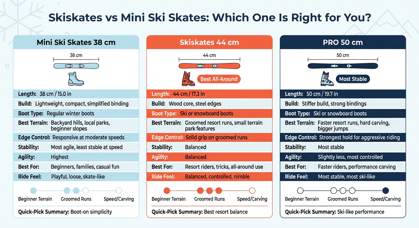 Skiskates vs Mini Ski Skates: Model Comparison Chart