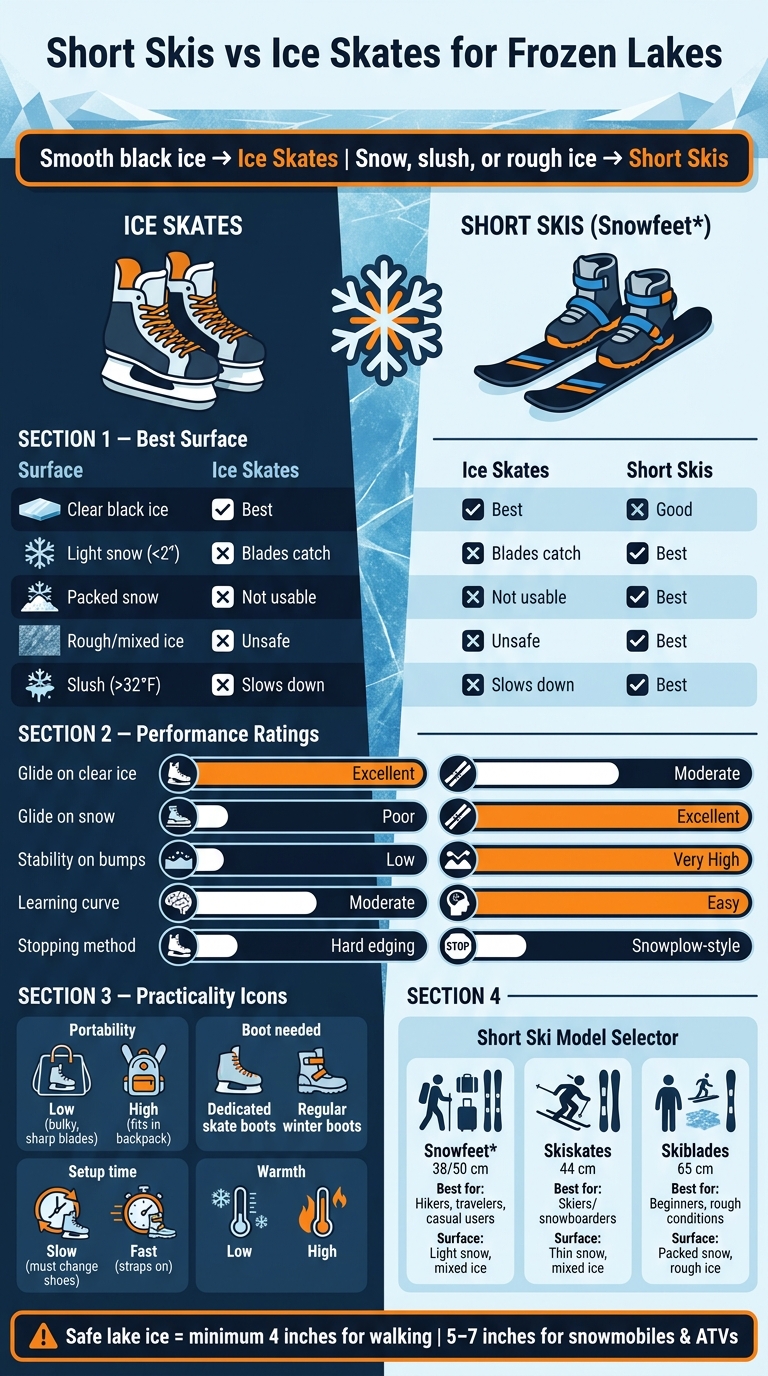 Short Skis vs Ice Skates for Frozen Lakes: Which Should You Choose?