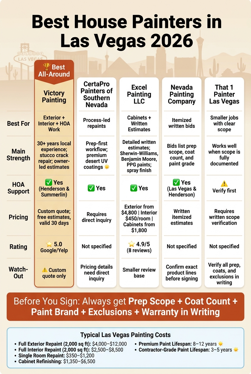 Best House Painters in Las Vegas 2026: Side-by-Side Comparison
