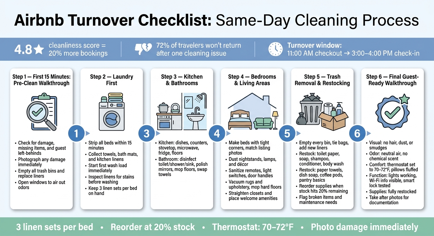 Airbnb Turnover Checklist: Step-by-Step Same-Day Cleaning Process