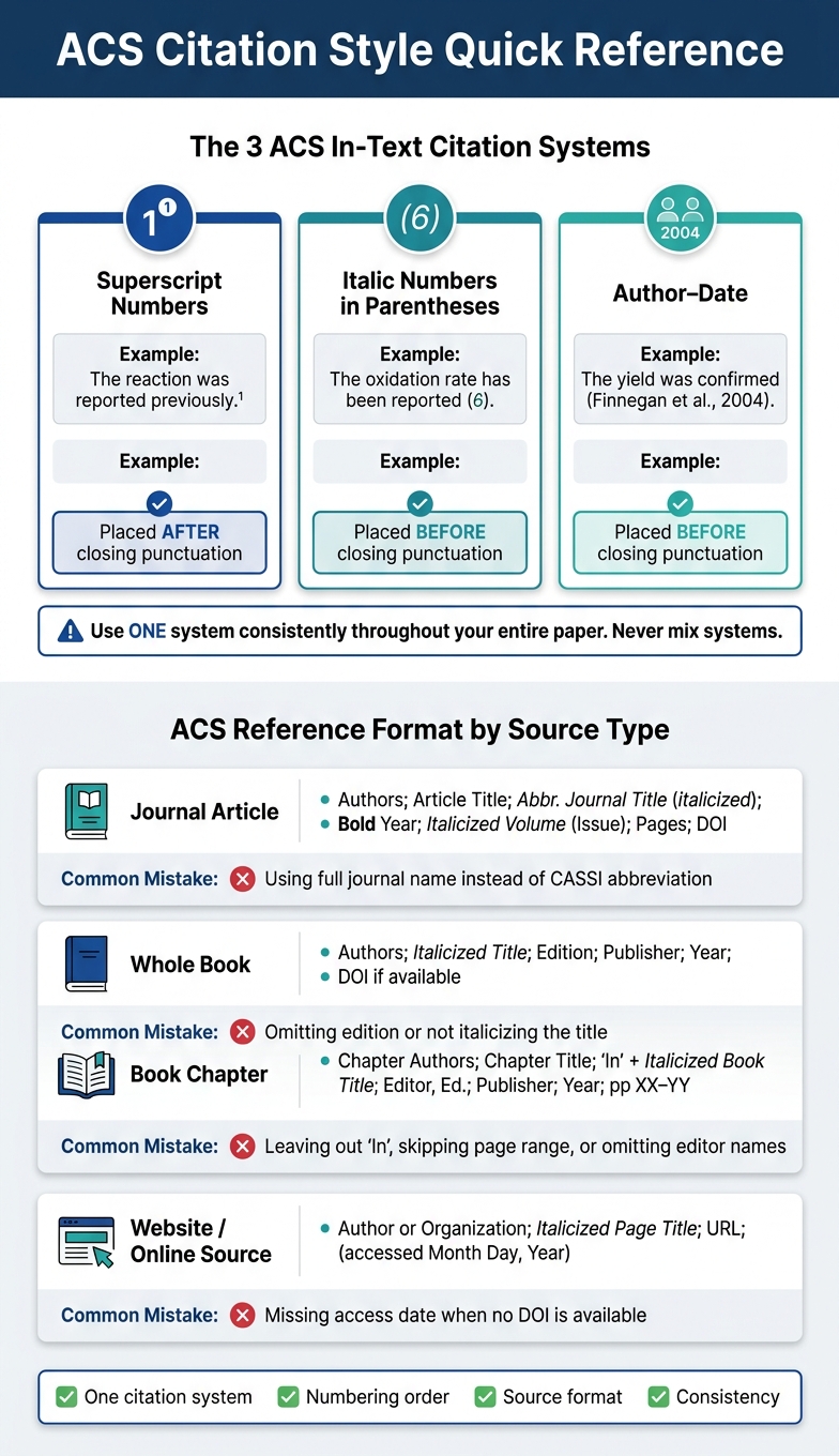 ACS Citation Style: 3 In-Text Systems & 4 Source Formats at a Glance