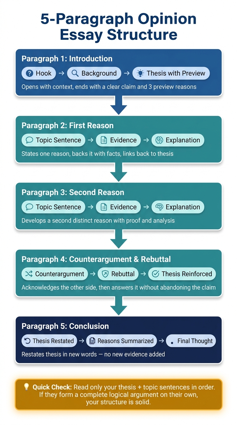 5-Paragraph Opinion Essay Structure: A Visual Guide