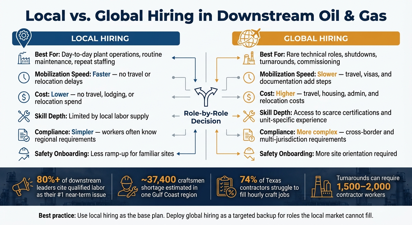Local vs. Global Hiring in Downstream Oil & Gas: Key Differences at a Glance