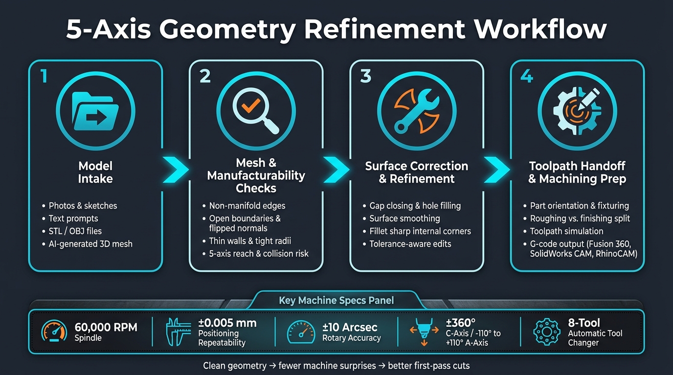 5-Axis Geometry Refinement Workflow: From Raw Input to First Cut