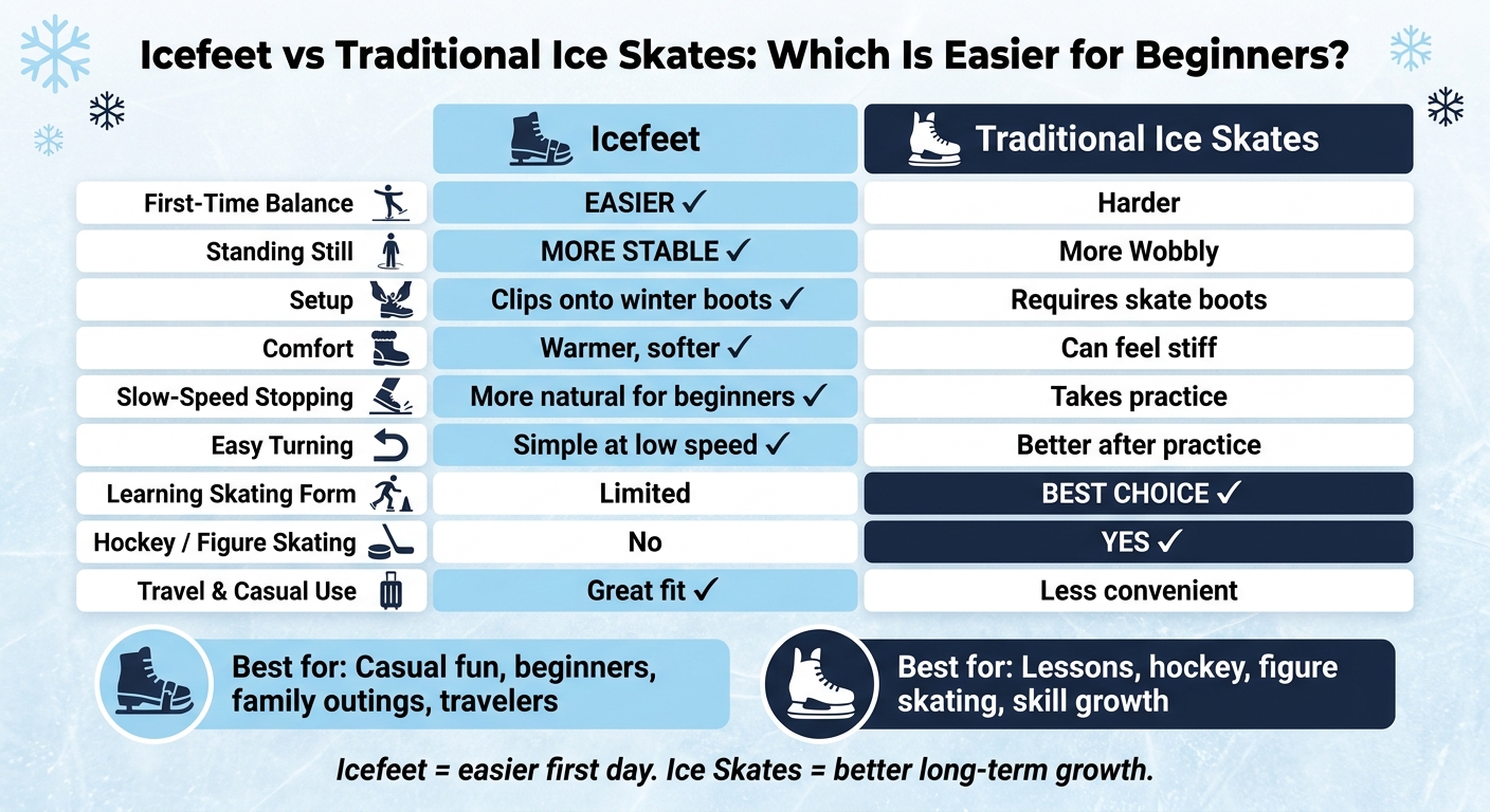 Icefeet vs Traditional Ice Skates: Beginner Comparison Chart