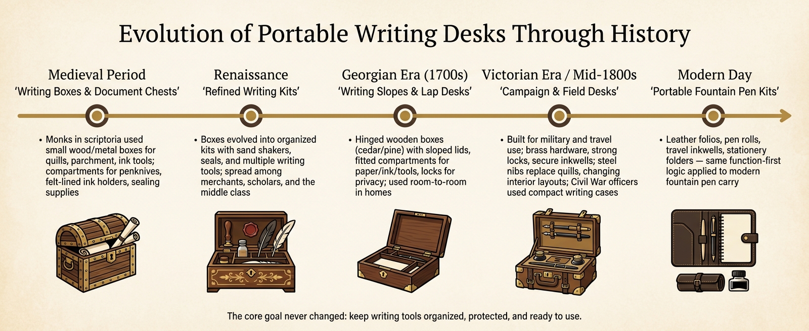 Evolution of Portable Writing Desks: From Medieval Boxes to Modern Pen Kits