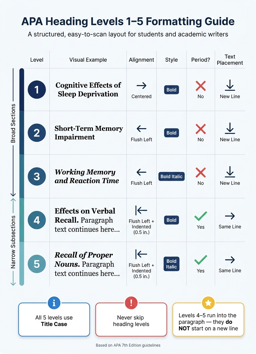 APA Heading Levels 1–5: Complete Formatting Cheat Sheet